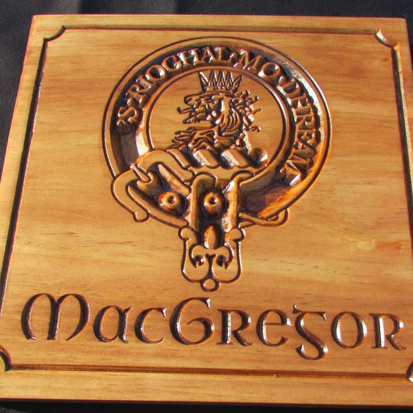 Écusson du clan écossais;N'importe quel clan;Clan écossais;Plaque de l'écusson MacDonald ; Insigne écusson sculpté