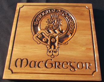 Scottish Clan Crest;Any Clan;Scottish clan;MacDonald Crest plaque; Carved Crest Badge