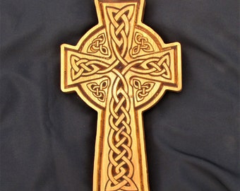 Celtic Cross; Celtic Christian Cross; Wood Cross; Carved Cross