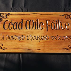 Gaelic Welcome Sign: Carved Irish Pub Decor