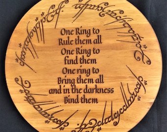 One Ring; Lord of the Rings; Wood Plaque Lord of the Rings