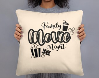 Movie Night Pillow, Family Movie Night, My Movie Watching Pillow, Our Movie Watching Pillow, Family Pillow | Basic Pillow