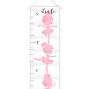Watercolor Ballerina Growth Chart, Ballet Height Chart, Girl&#39;s Growth Ruler, Ballet Nursery Decor, Personalized Ballerina Growth Chart Ruler