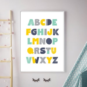 Kid&#39;s Alphabet Printable, ABC Instant Download, ABC Wall Art, Alphabet Nursery Art, Alphabet Printable Nursery, Printable Alphabet Poster