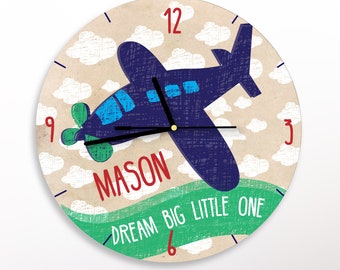 Baby Shower aviation Airplanes Airplane Flying Ace Wall Clock transportation New 10 Nursery Gift Bedroom
