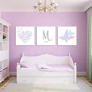 Butterfly Girl's Room Wall Art, Butterfly Nursery, Heart Nursery Art, Butterfly Nursery Decor, Butterfly Canvas or Poster Prints