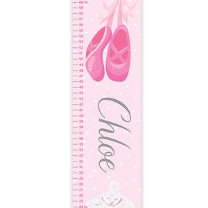 Ballet Slippers Growth Chart, Ballet Theme Growth Chart, Ballet Growth Ruler, Ballerina Growth Chart, Ballet Canvas Growth Chart, Girls Room