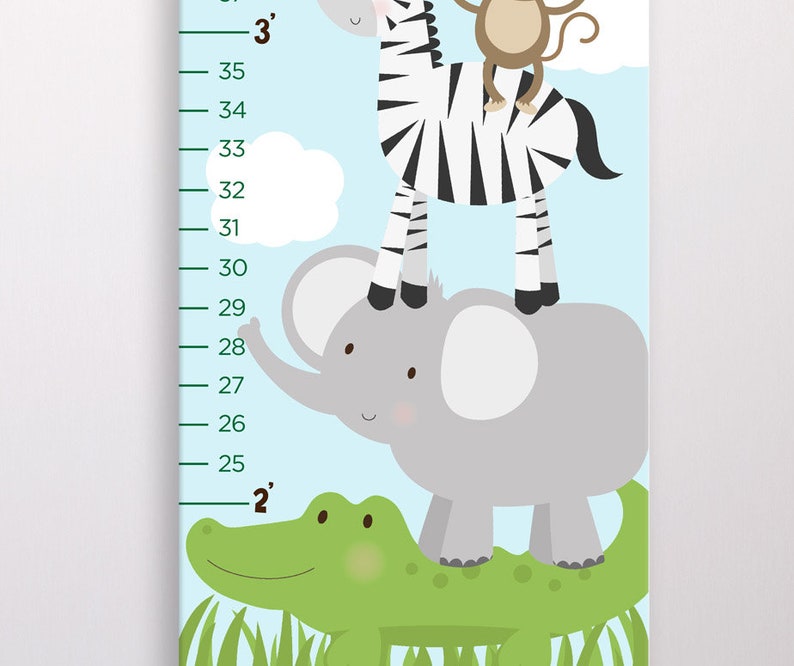 safari growth chart animal growth chart canvas growth chart etsy
