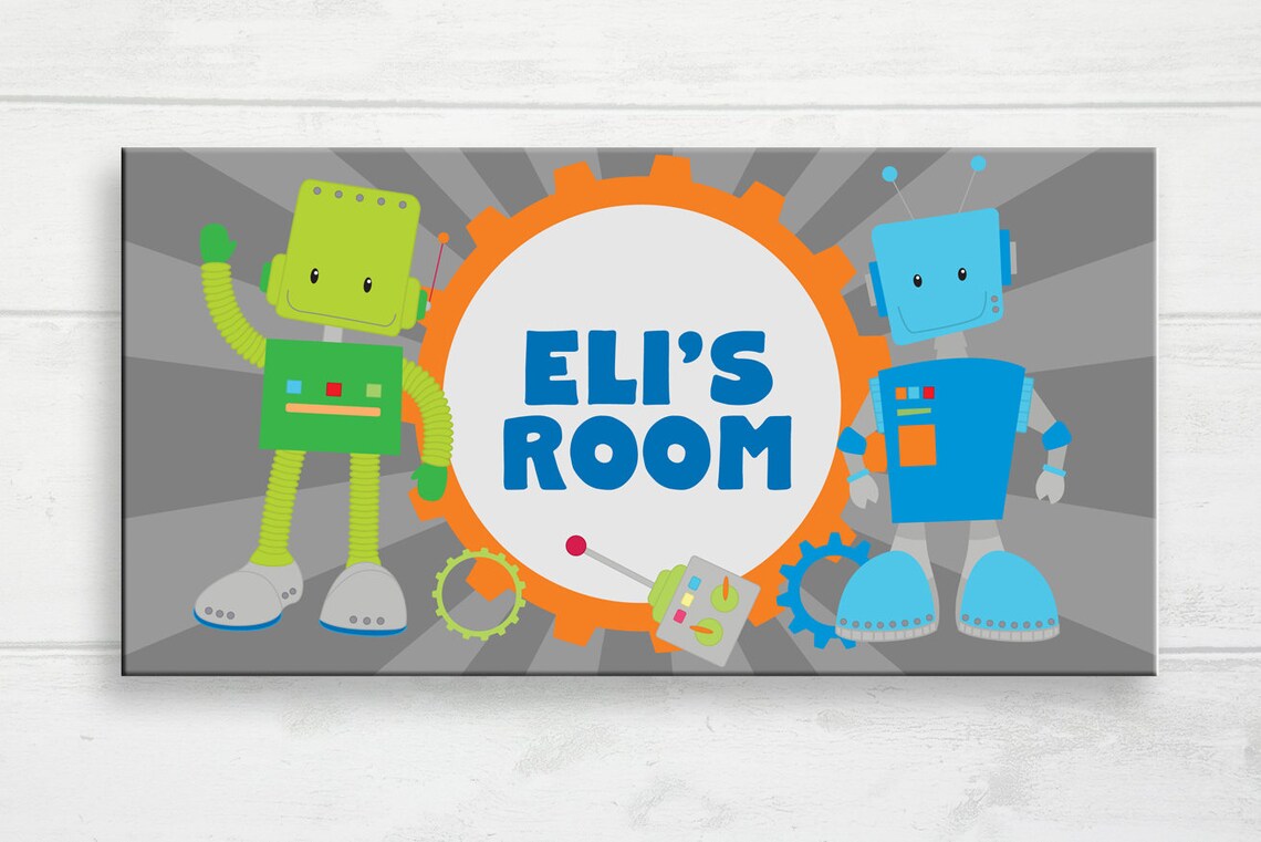 Robot Door Sign, Robot Theme, Robot Nursery Art, Robot Birthday ...