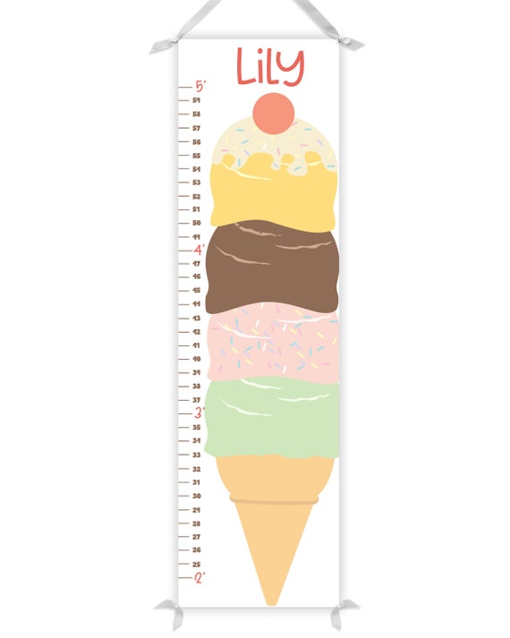 Kid S Ice Cream Growth Chart Girls Height Chart Ice Etsy