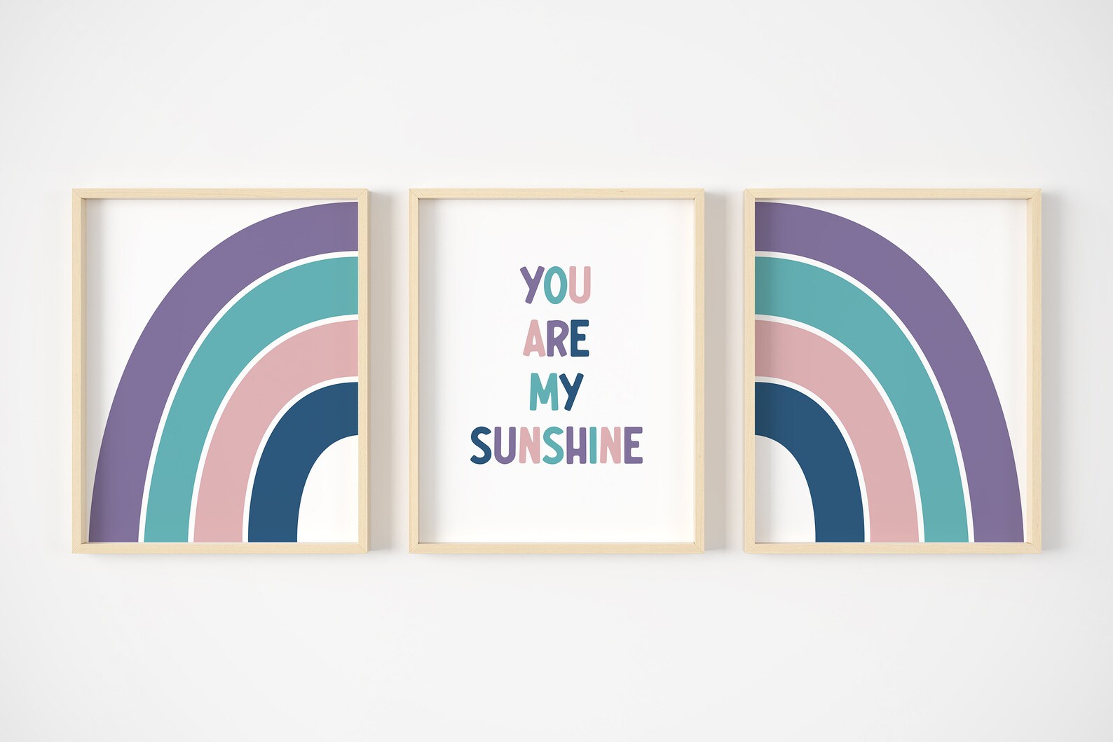 You Are My Sunshine Wall Art Rainbow Nursery Prints Set of 3 Etsy