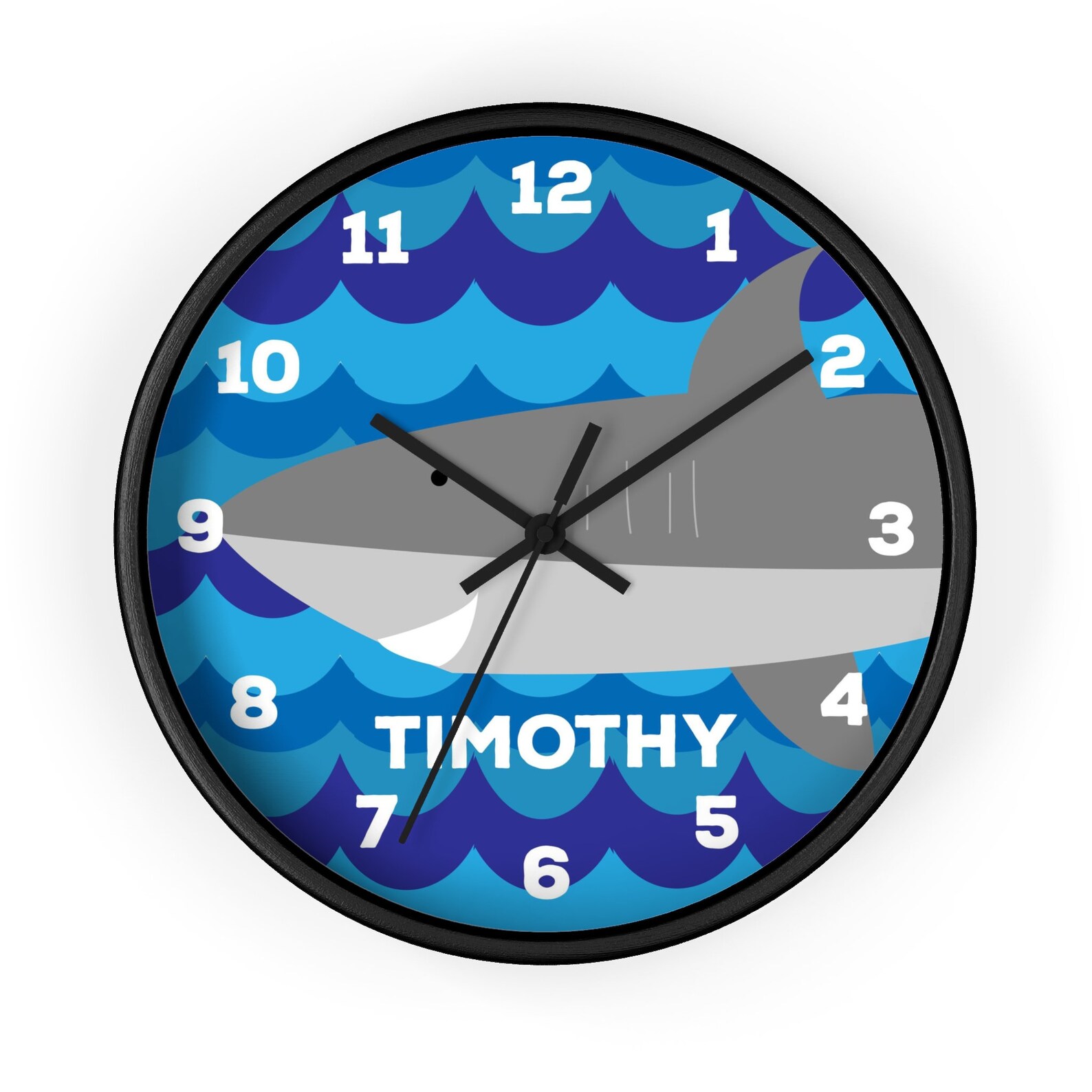 Shark Kids Wall Clock Kids Shark Clock Baby Shark Clock Etsy