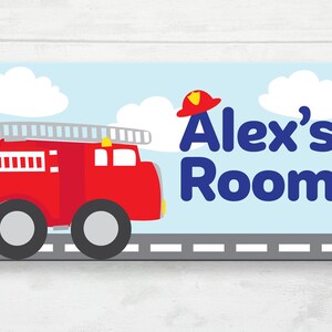 Firetruck Door Sign, Boy&#39;s Door Sign, Firetruck Door Hanger, Firetruck Decor, Firetruck Birthday, Firetruck Theme, Custom Kids Door Sign