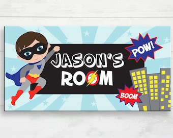 Personalized Superhero Room Sign, Comic Book Decor, Kids Birthday Gift