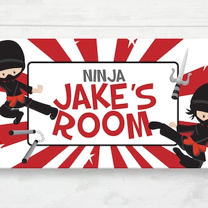 Kid&#39;s Ninja Door Sign, Ninja Decor, Ninja Theme, Ninja Birthday Gift, Ninja Door Hanger, Boy&#39;s Door Sign, Ninja Name Sign, Ninja Wall Art