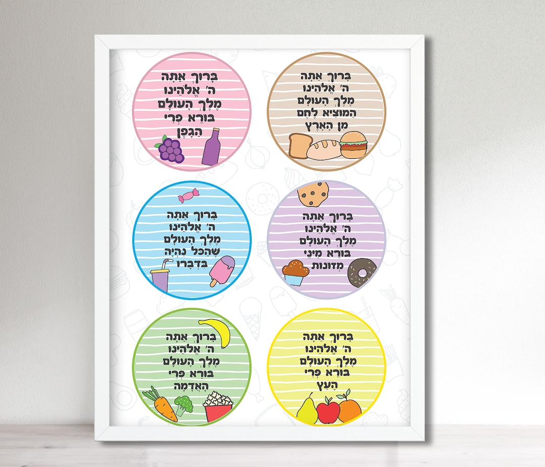 Jewish Food Blessings Print, Kid's Brachot Poster, Jewish Children's ...