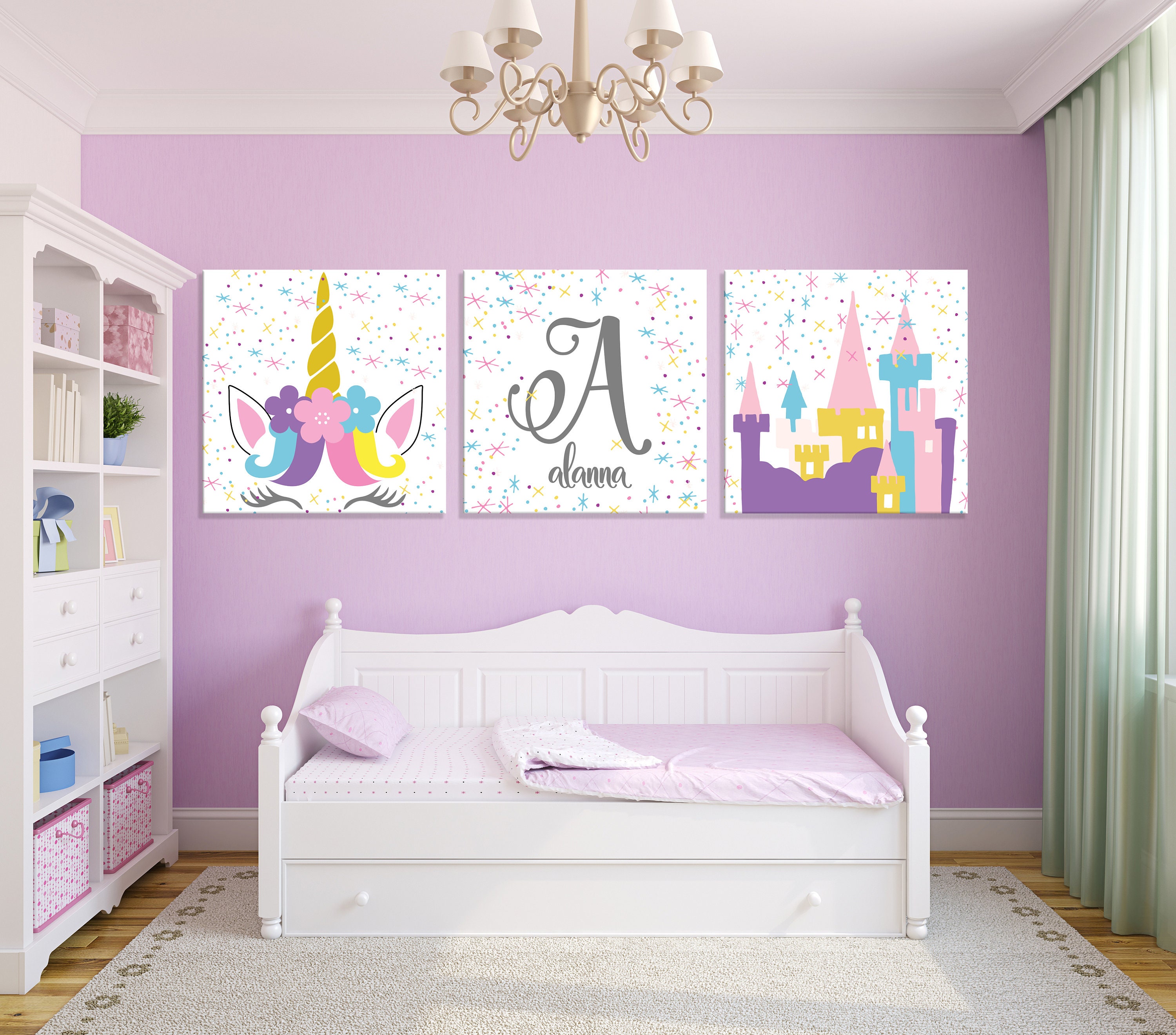 Home & Living Nursery Wall Art Set of 4 Prints Girl Bedroom Wall Art