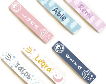 Personalized Moon Stars Mezuzah Case, Jewish Baby Gift