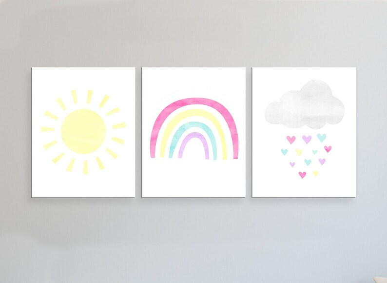 Rainbow PRINTABLE Wall Art Girl's Nursery Prints Etsy