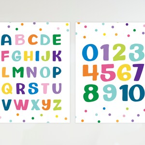 Rainbow Alphabet and Numbers Prints, ABC Print, ABC Printable, Rainbow ABC, Rainbow Kids Room, Rainbow Playroom Art