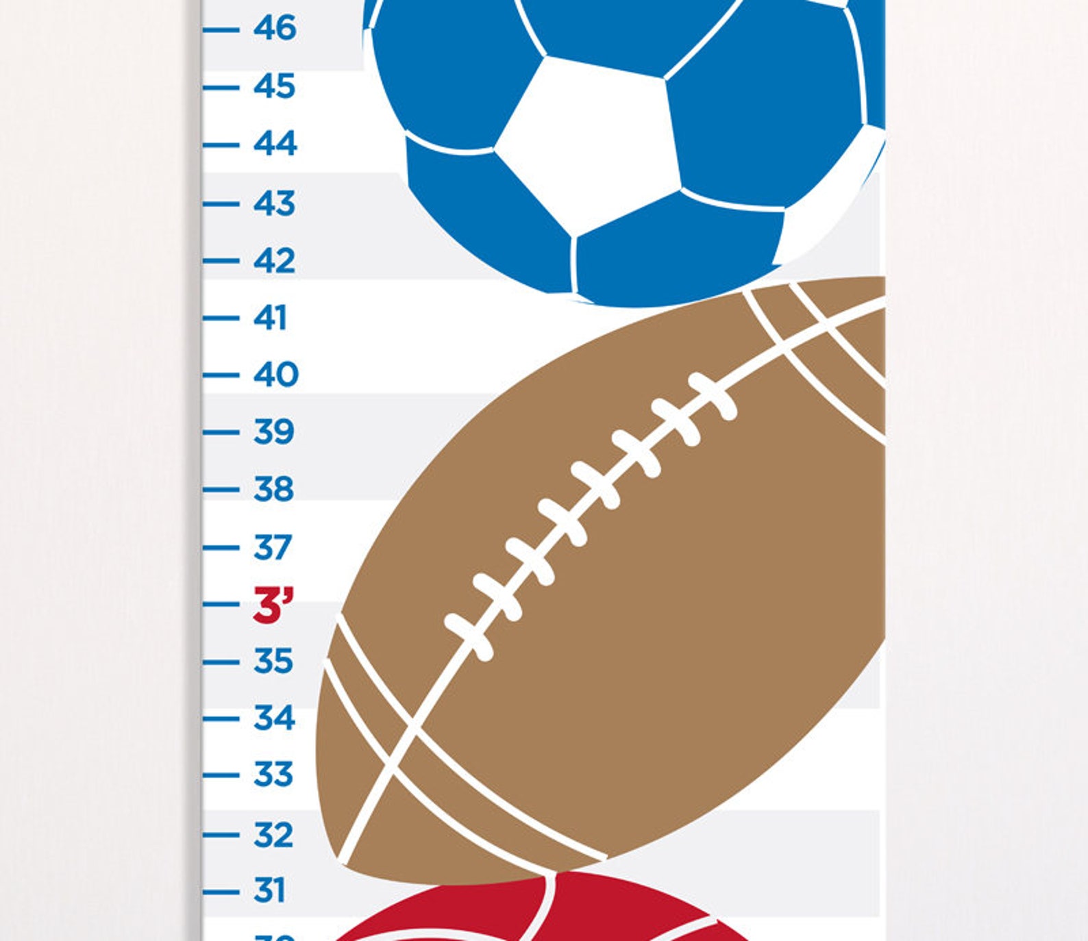 Sports Growth Chart Height Chart Kids Growth Chart Sports Etsy