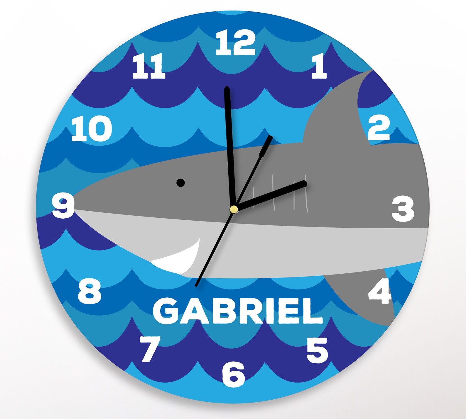 Shark Kids Wall Clock Kids Shark Clock Baby Shark Clock Etsy