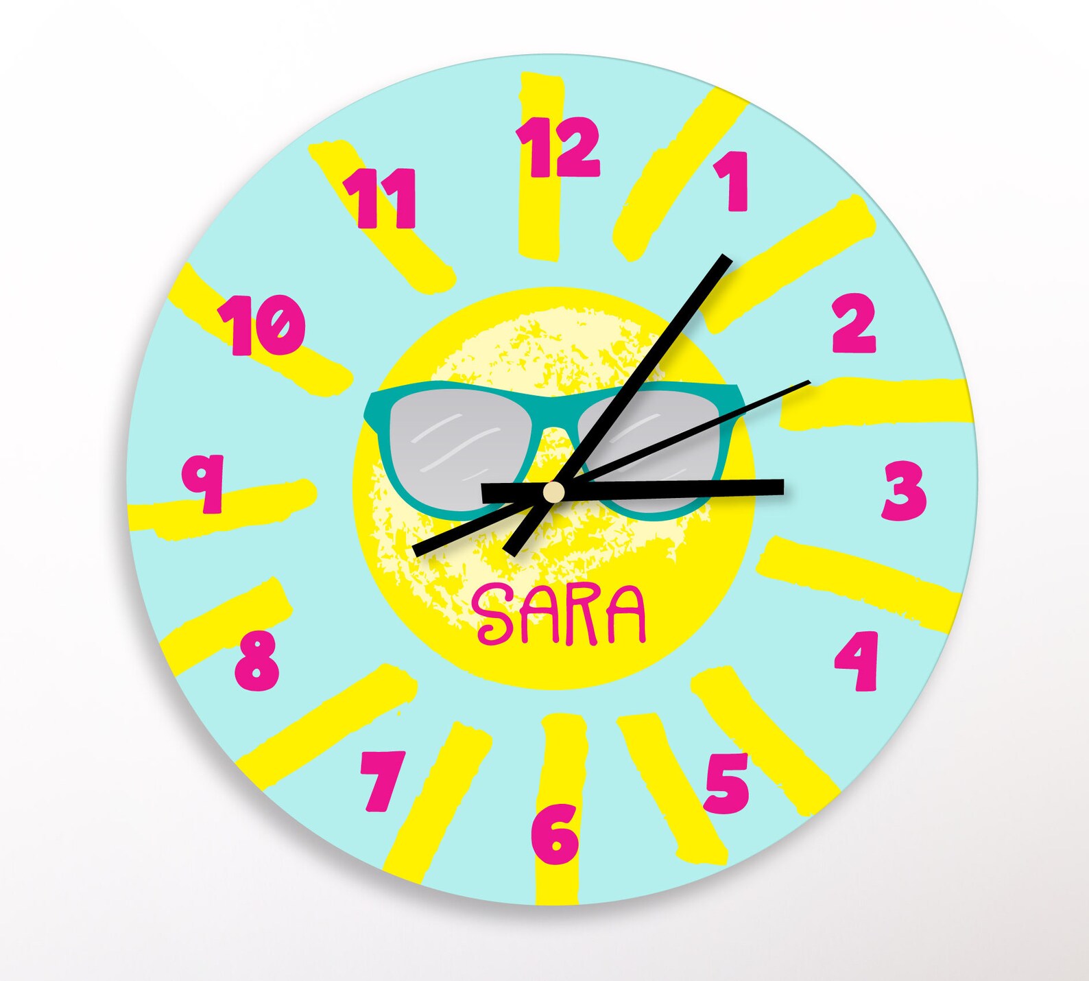 Sun Kids Wall Clock Modern Kid's Clock Children's Etsy