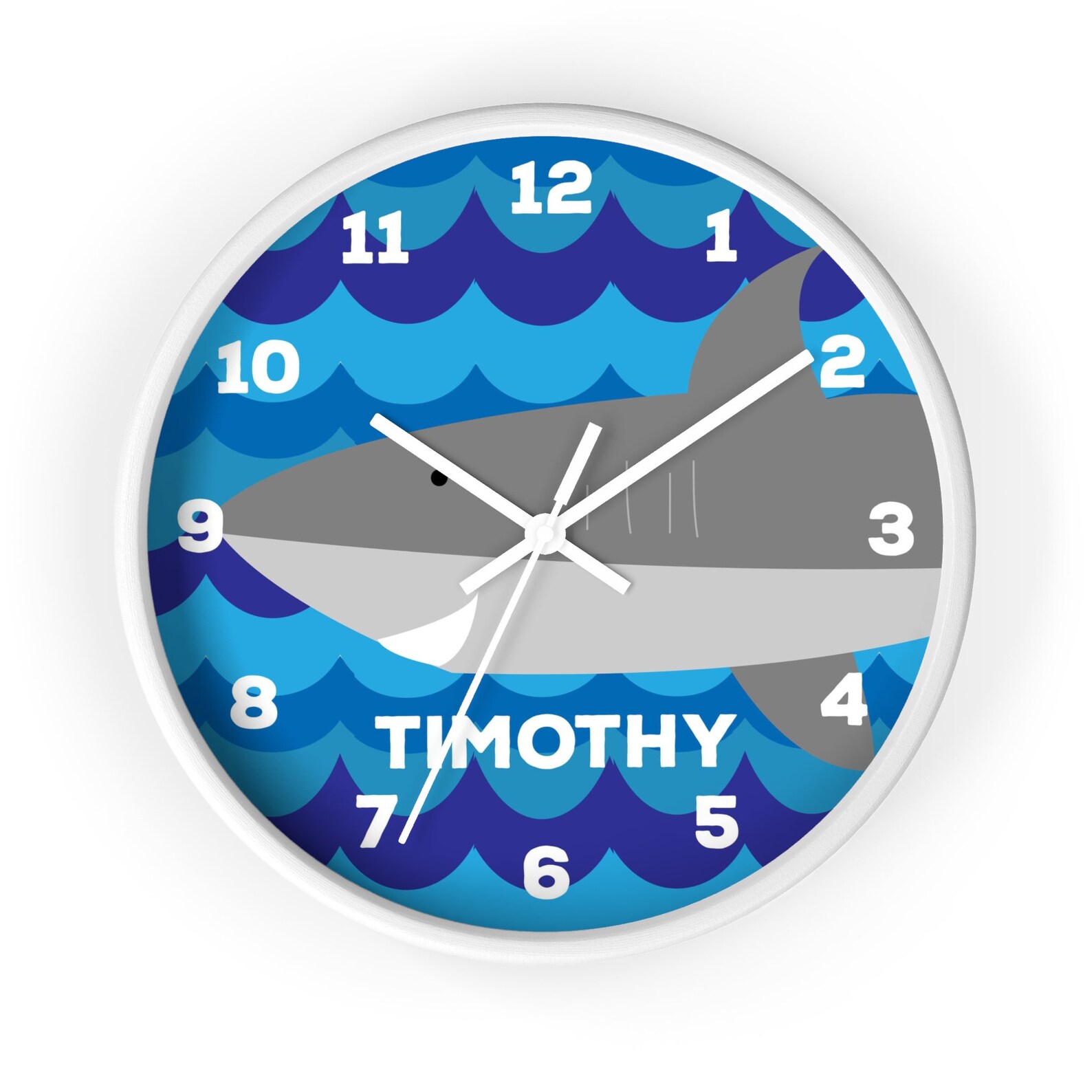 Shark Kids Wall Clock Kids Shark Clock Baby Shark Clock Etsy