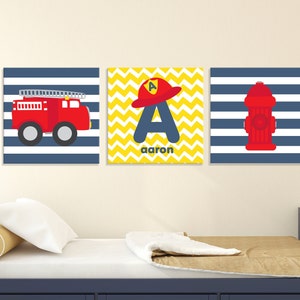 Firetruck Nursery Wall Art, Firetruck Canvas Set, Boy&#39;s Firetruck Prints, Firetruck Printables, Firetruck Nursery, Firetruck Decor, Baby Boy