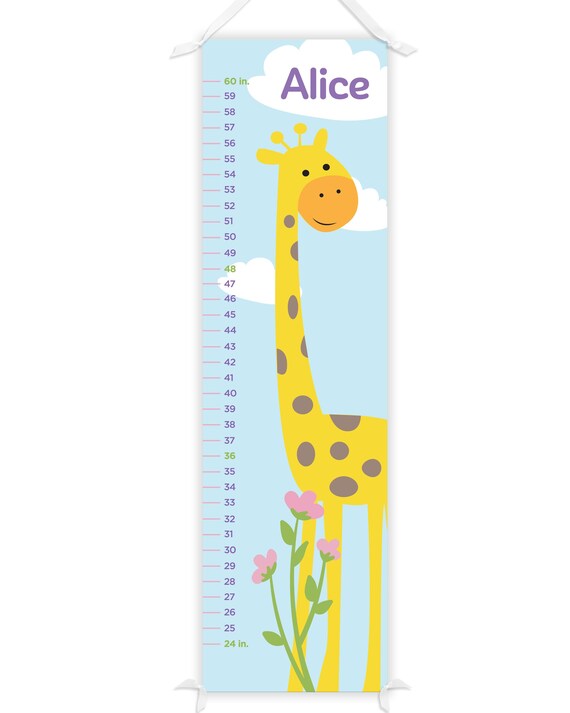 Personalized Giraffe Growth Chart, Growth Chart Ruler, Canvas Growth Chart,  Nursery Wall Art, Giraffe Gift, Giraffe Nursery, Girl's Room Art