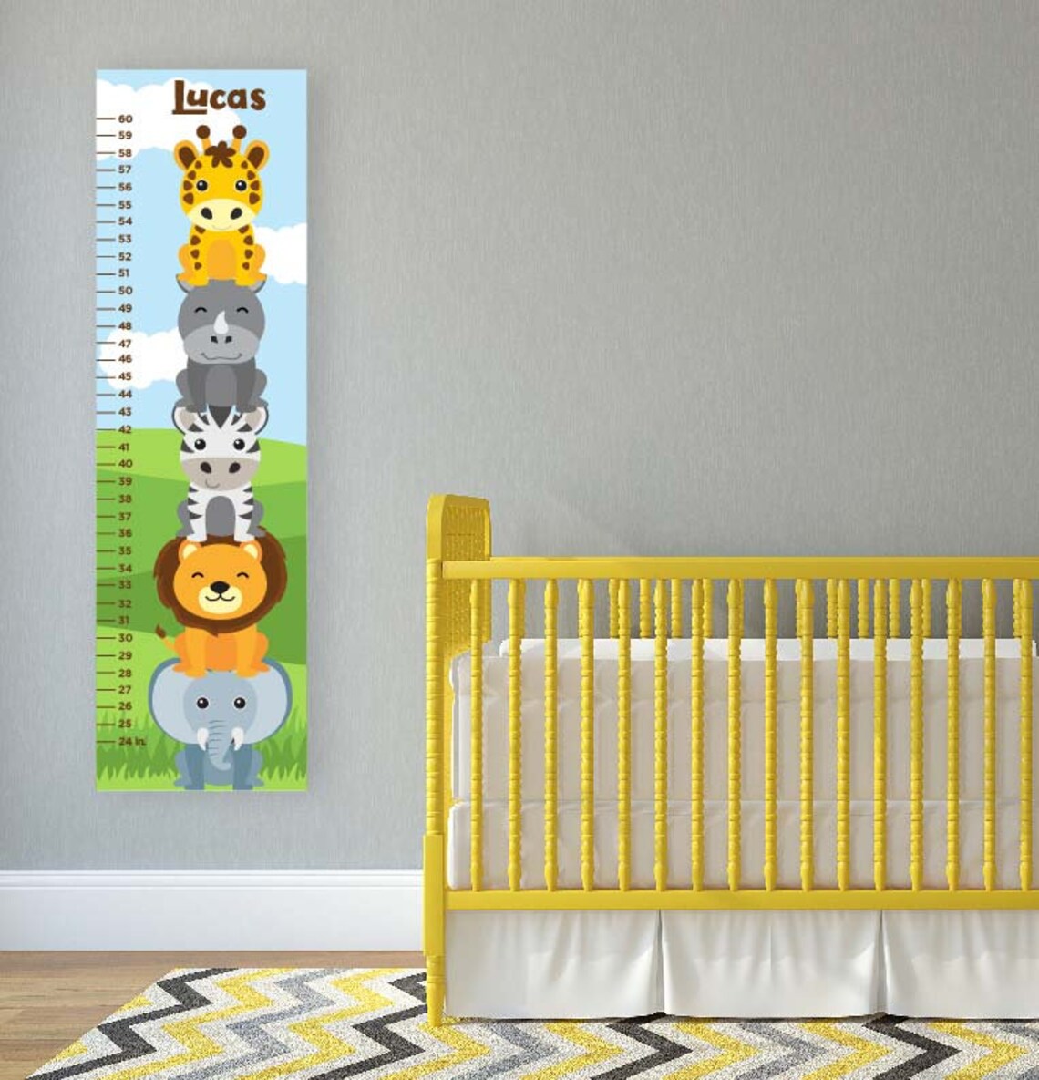Modern Safari Growth Chart Zoo Animal Growth Chart Canvas Etsy Hong Kong