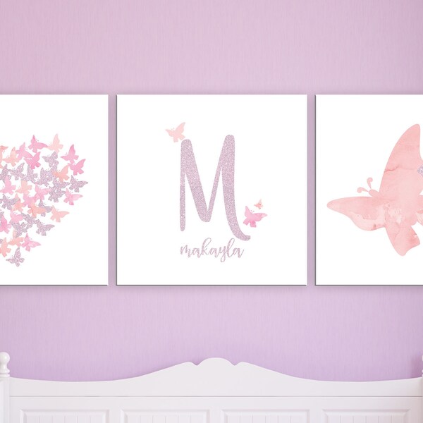 Watercolor Butterfly Girl's Room Wall Art, Butterfly Nursery, Heart Nursery Art, Butterfly Nursery Decor, Butterfly Canvas or Poster Prints