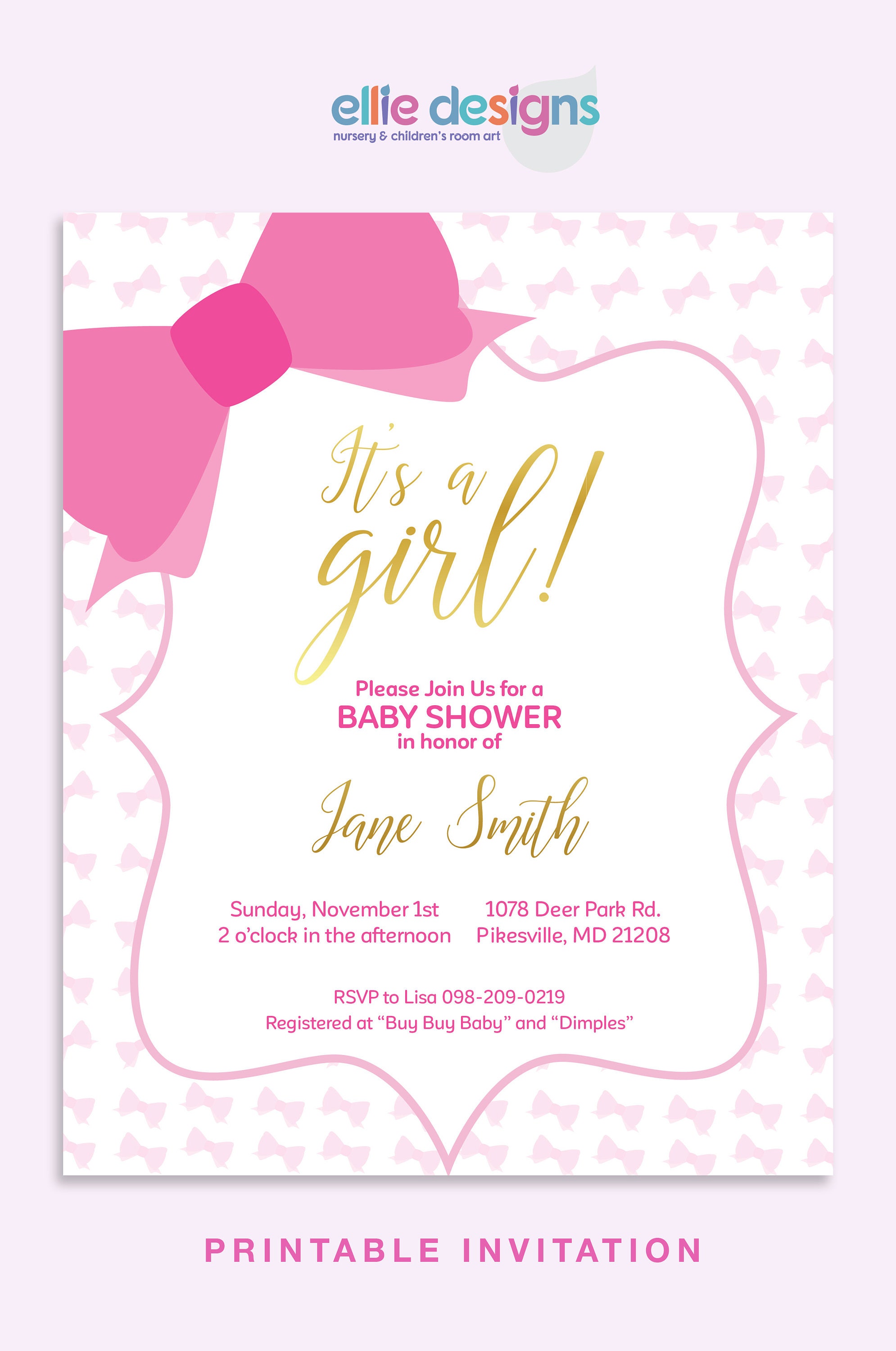 invitation for baby girl welcome party