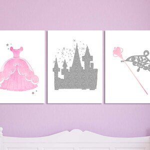 Princess Girl's Room Wall Art, Princess Castle Nursery, Girl's Nursery Art, Princess Nursery Decor, Princess Canvas Set, Princess Prints
