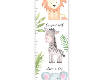 Watercolor Safari Growth Chart, Animal Growth Chart, Canvas Growth Chart, Safari Height Chart, Animals Growth Ruler, Jungle Nursery