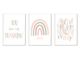 Rainbow Nursery Prints, Personalized Rainbow Prints, Rainbow Nursery Decor, Rainbow Playroom Prints, Rainbow Nursery Decor, Kid's Alphabet