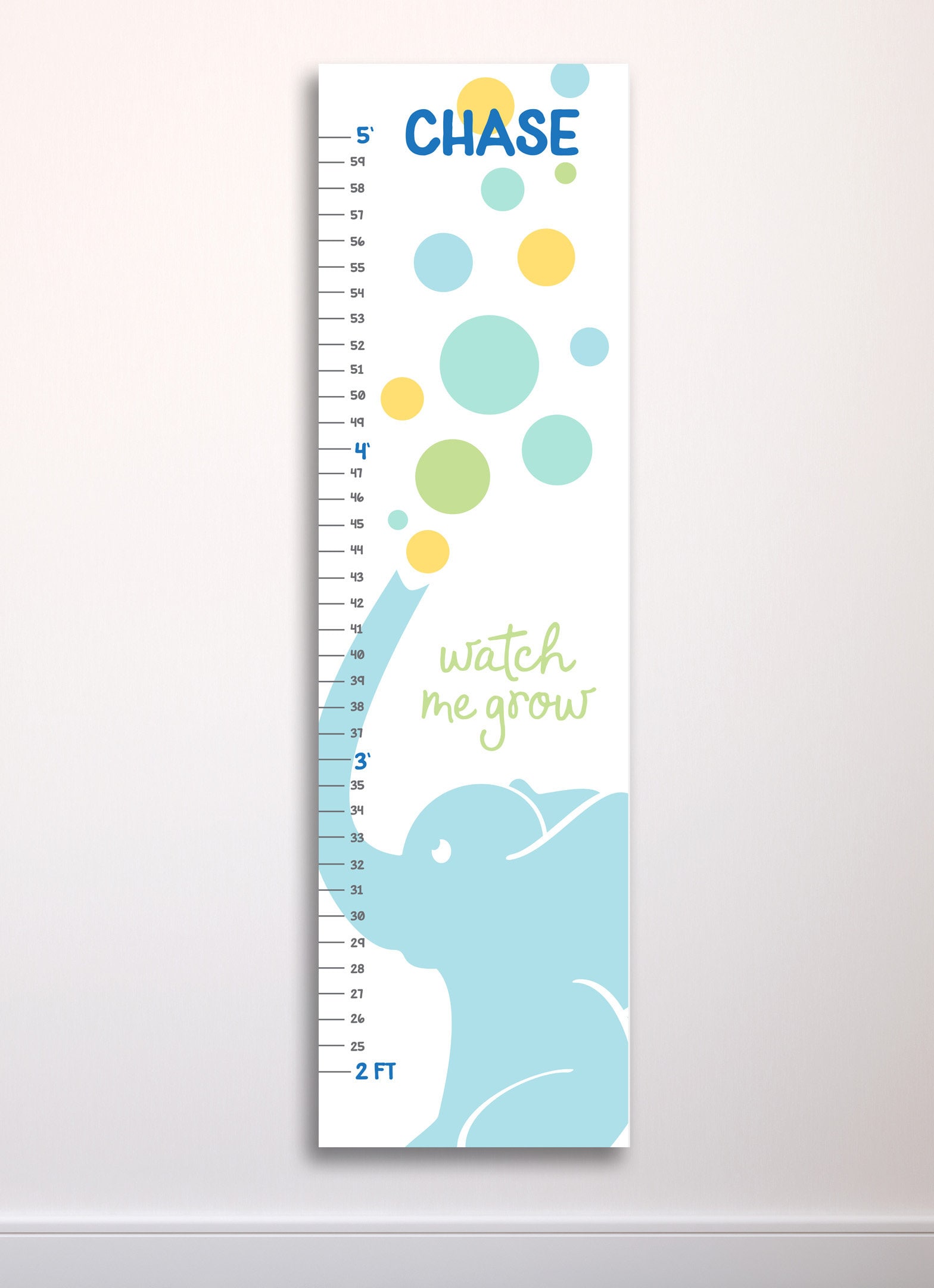 Personalized Canvas Growth Chart  Elephants