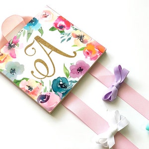Personalized Hair Bow Holder, Custom Floral Bow Holder, Flower Bow Holder, Hair Clip Holder, Small Bow Holder, Personalized Initial