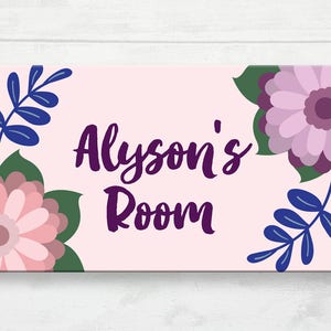 Girl&#39;s Flower Door Sign, Flower Door Plaque, Kids Door Sign, Flower Nursery Decor, Floral Decor, Baby Girl Flowers,  Flower Door Hanger