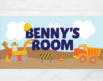 Personalized Construction Trucks Room Sign, Boy's Nursery Decor