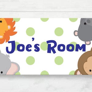 Jungle Safari Door Sign, Safari Nursery, Zoo Animals, Kids Door Plaque, Baby Name Door Sign, Baby Gift, Jungle Nursery Art, Custom Name