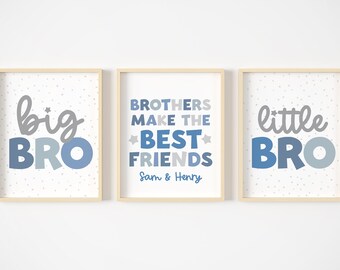 Brothers Make The Best Friends, Brother Printables, Set of 3 Brother Wall Art, Boys Room Decor, Boys Wall Art, Shared Boy's Room Decor