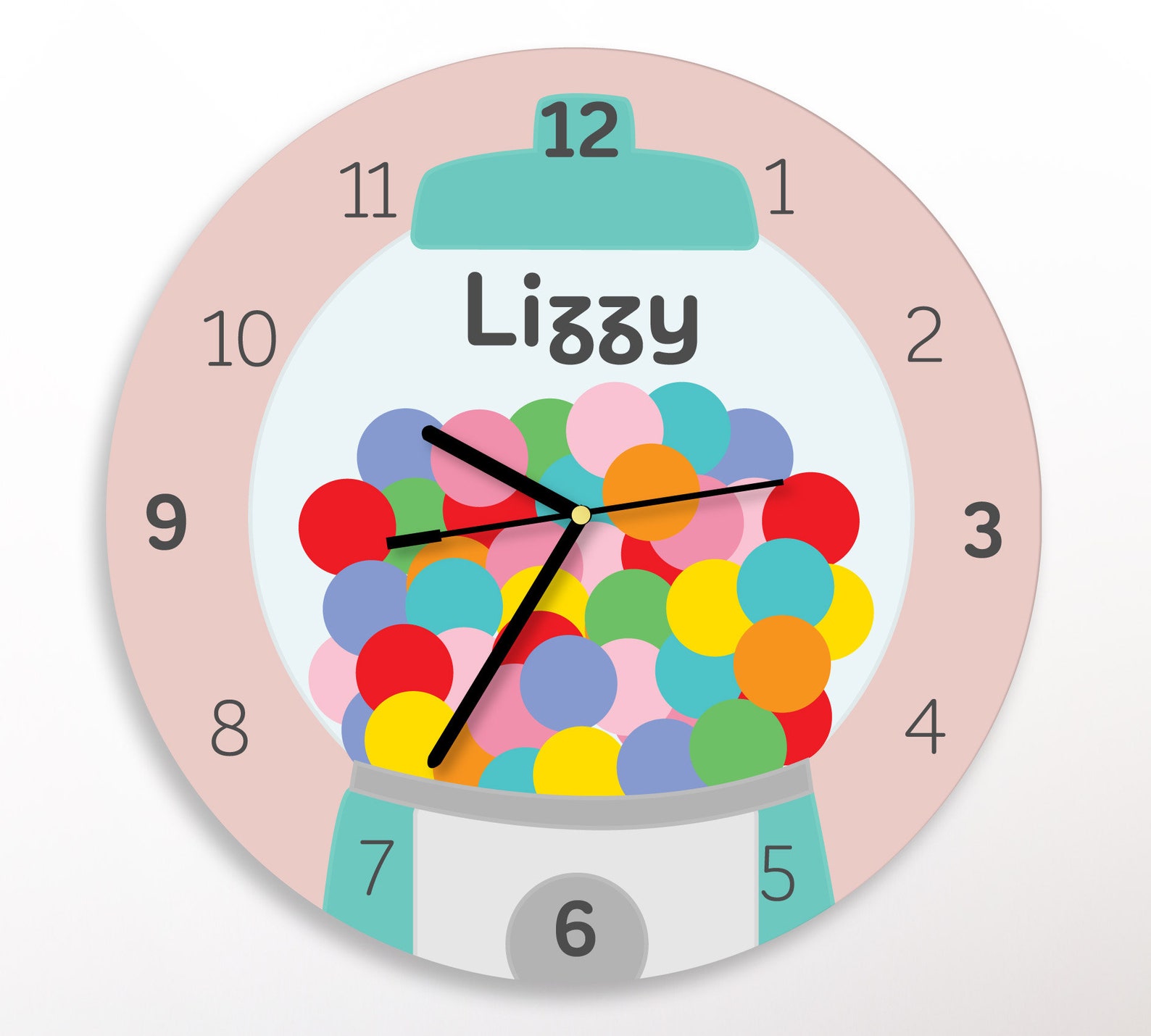 Gumball Machine Wall Clock Personalized Kid's Clock Etsy