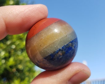 Small Chakra Sphere - Grounding, Manifestation, Self Reflection, Prosperity, Wisdom, Strength, Awareness - Chakra Crystal Ball Gemstone