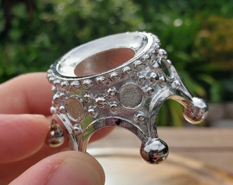 Silver Crown Sphere Stand - Will Hold Any 2" to 3" Sphere - Stand ONLY - Crystal Ball Stand Holder Display
