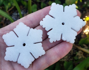 White Jade Snowflake, Peaceful, Calm, Love Energy - 2" White Snowflake Crystal Healing Gemstones