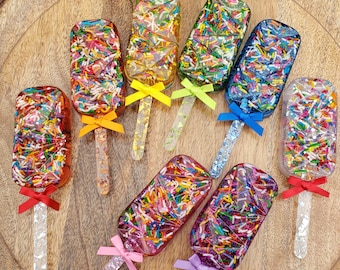 Sprinkles Resin Lollipop Ice Cream Decor - Handmade Popsicle Rainbow Sprinkles Colorful Ice Cream Cone Home Display