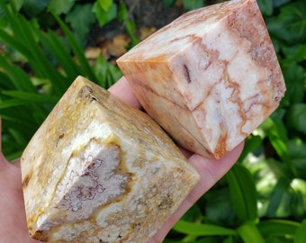 Pink Lace Agate Cubes  - Balance of the Physical, Mental and Emotional - Pink Agate Crystal Cube Healing Gemstone