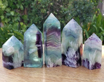 Rainbow Fluorite Towers - Stability, Concentration, Protection - Feather Fluorite Healing Balancing Crystals Gemstones