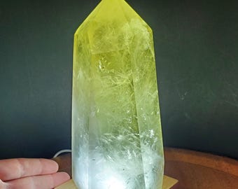Big Citrine Tower with Lighted Base - Abundance, Energizing, Creativity, New Beginnings - Golden Quartz Crystal Point Healing Gemstone
